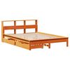 vidaXL Cama con estanter&iacute;a sin colch&oacute;n madera maciza marr&oacute;n 150x200 cm
