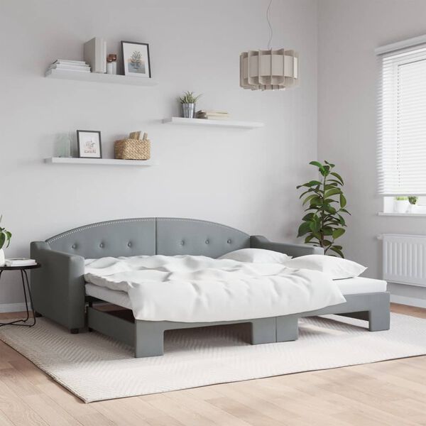 vidaXL Sofá cama nido tela gris claro 90x190 cm