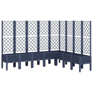vidaXL Jardinera con enrejado PP azul gris 200x160x142 cm