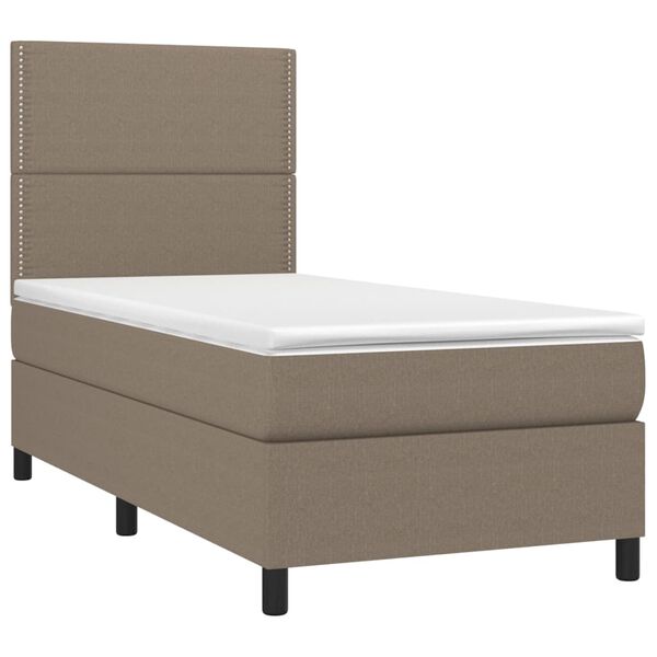 vidaXL Cama box spring con colch&oacute;n tela gris taupe 100x200 cm