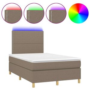 vidaXL Cama box spring con colch&oacute;n y LED tela gris taupe 120x190 cm