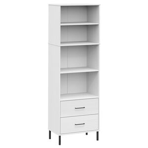 vidaXL Librer&iacute;a con 2 cajones OSLO madera maciza blanco 60x35x180 cm