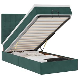 vidaXL Estructura cama otomana colchones terciopelo verde oscuro