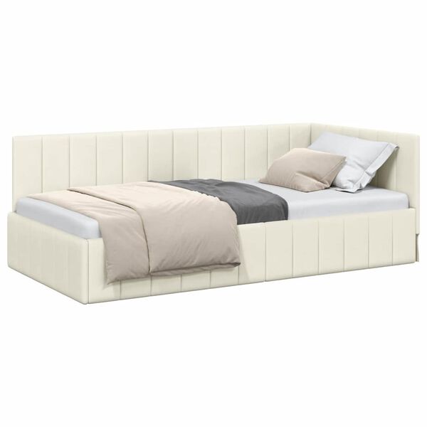 vidaXL Estructura de cama en esquina Crema 100 cm x 200 cm Terciopelo