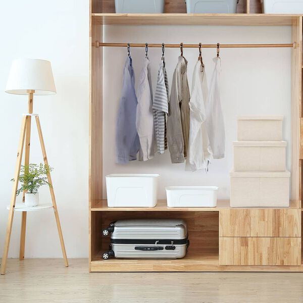 vidaXL Juego de cajas de almacenaje apilables 3 uds tela color crema