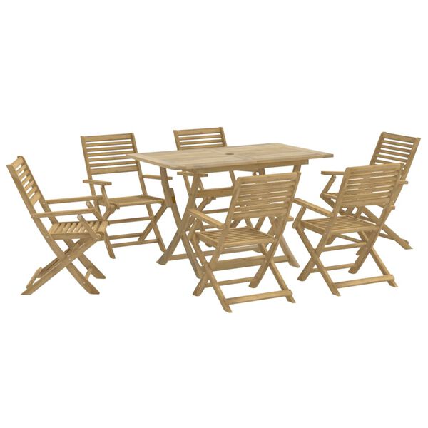 vidaXL Juego de comedor para jard&iacute;n 7 piezas madera maciza acacia