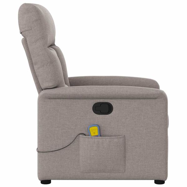 vidaXL Sill&oacute;n de masaje reclinable de tela gris taup&eacute;
