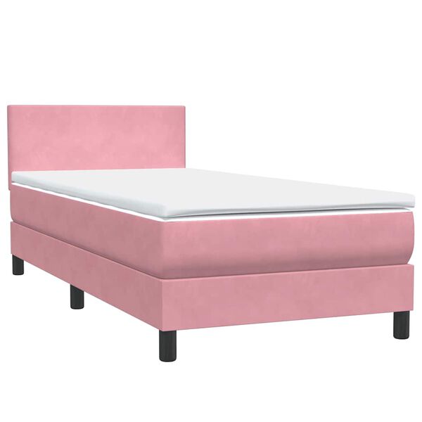 vidaXL Cama box spring con colch&oacute;n terciopelo rosa 90x210 cm