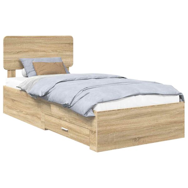 vidaXL Estructura de cama con cabecera Roble Sonoma 90 x 190 cm