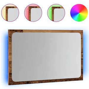vidaXL Espejo de ba&ntilde;o con luz LED madera envejecida 60x8,5x38 cm