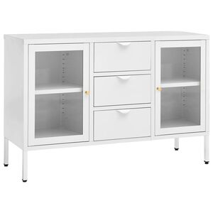 vidaXL Aparador de acero y vidrio templado blanco 105x35x70 cm