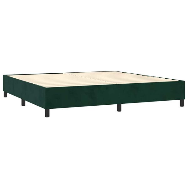 vidaXL Cama box spring con colch&oacute;n terciopelo verde oscuro 200x200 cm