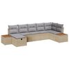 vidaXL Conjunto de sof&aacute; de jard&iacute;n con almohada 7 pcs Beige Polirat&aacute;n