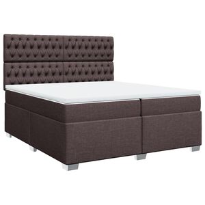 vidaXL Cama box spring con colch&oacute;n tela marr&oacute;n oscuro 200x200 cm