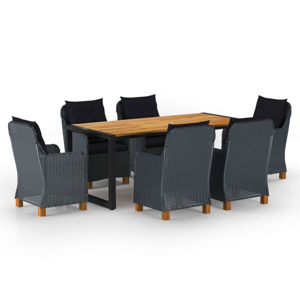 vidaXL Juego de comedor para jard&iacute;n de 7 piezas gris oscuro