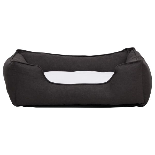 vidaXL Cama de perro felpa apariencia de lino gris oscuro y blanca