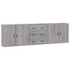 vidaXL Aparadores 3 piezas madera contrachapada gris Sonoma