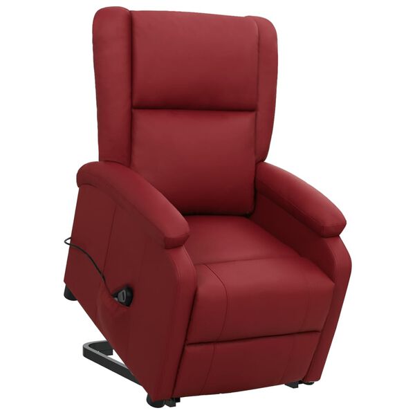 vidaXL Sill&oacute;n elevable cuero sint&eacute;tico rojo tinto