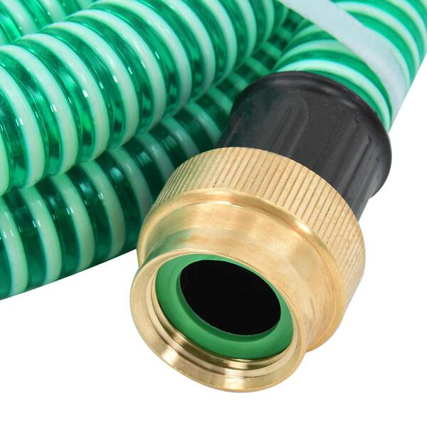 vidaXL Manguera de succión con conectores de latón PVC verde 29 mm 15m