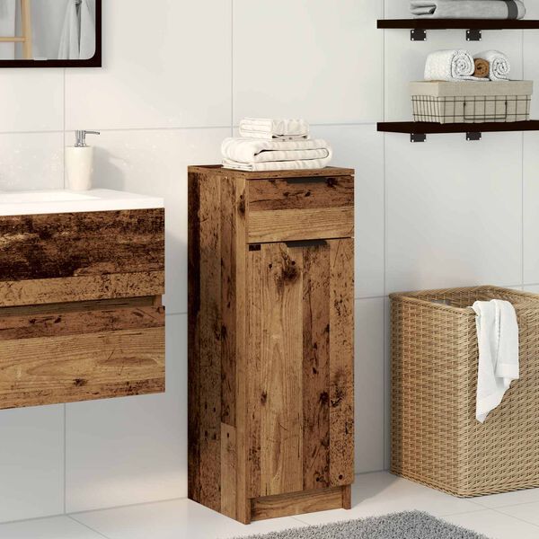 vidaXL Gabinete de Ba&ntilde;o con caj&oacute;n Madera vieja 32 x 34 x 90 cm