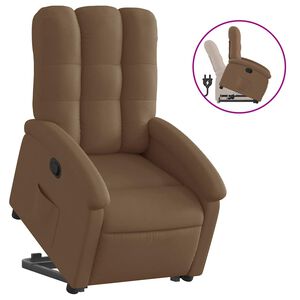 vidaXL Sill&oacute;n reclinable elevable de tela marr&oacute;n