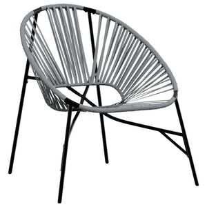 vidaXL Silla de jard&iacute;n con forma de huevo rat&aacute;n sint&eacute;tico negro y gris