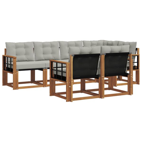 vidaXL Conjunto de sof&aacute;s de exterior 7 pcs Gris Natural y Claro