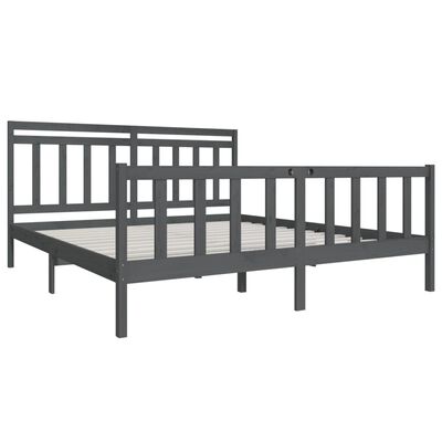 vidaXL Estructura de cama de madera maciza gris super king 180x200 cm