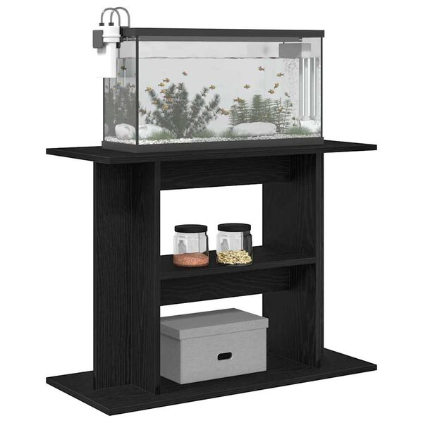 vidaXL Soporte para acuario de madera de roble negro 80x35x60 cm