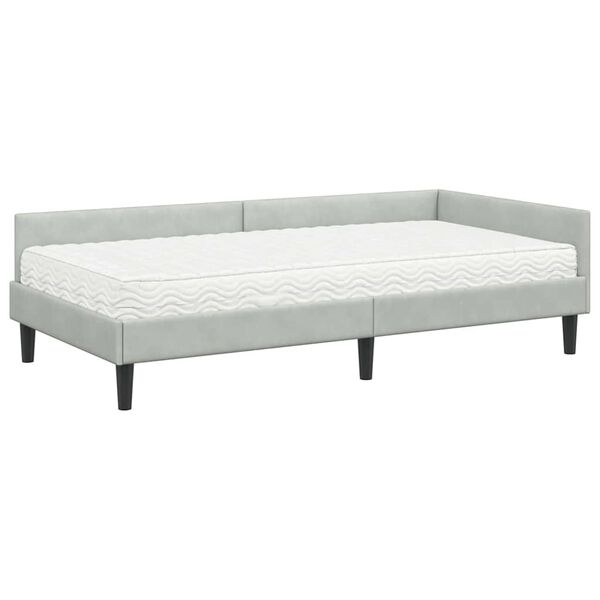 vidaXL Estructura de Cama Esquina con Colch&oacute;n Otro 2 pcs Gris claro