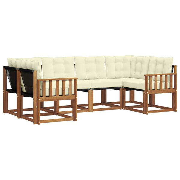 vidaXL Conjunto de sof&aacute;s de exterior con coj&iacute;n 6 pcs Natural y Crema