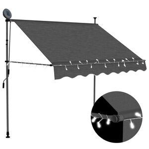 vidaXL Toldo manual retr&aacute;ctil con LED gris antracita 150 cm