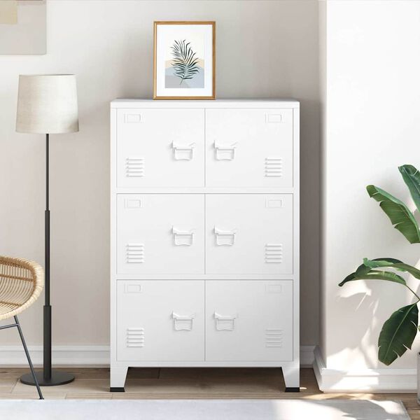 vidaXL Baúl de almacenaje industrial metal blanco 75x40x115 cm