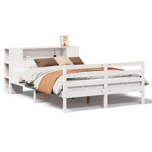 vidaXL Cama con estantería sin colchón madera maciza blanca 120x190 cm