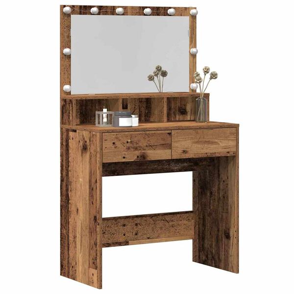 vidaXL Mesa Tocador con caj&oacute;n Madera vieja 80 x 41 x 134,5 cm