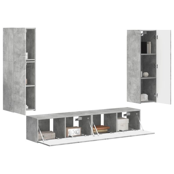 vidaXL Conjunto de mueble de TV 4 pcs Gris Concreto