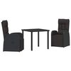 vidaXL Conjunto de Comedor de Jard&iacute;n 3 uds. Negro rat&aacute;n sint&eacute;tico