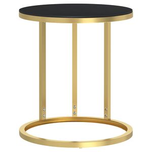 vidaXL Mesa auxiliar vidrio templado negro y dorado 45 cm