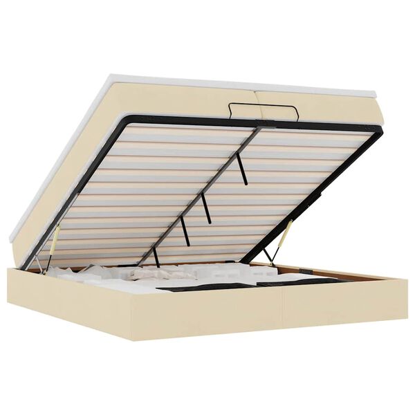 vidaXL Estructura de cama otomana con colchones tela crema 200x200cm