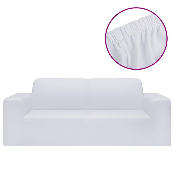 vidaXL Funda el&aacute;stica para sill&oacute;n de 2 plazas poli&eacute;ster jersey blanca