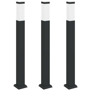 vidaXL Balizas de luz, 3 unidades, 80 cm, color negro, IP44
