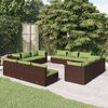 vidaXL Set muebles de jardín y cojines 12 pzas ratán sintético marrón