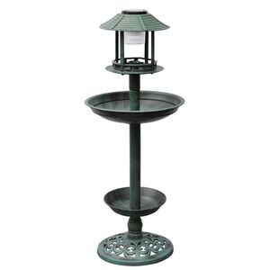 vidaXL Ba&ntilde;era/comedero para p&aacute;jaros con luz solar