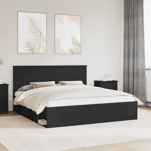 vidaXL Estructura de cama Negro 180 x 200 cm Madera de pino macizo