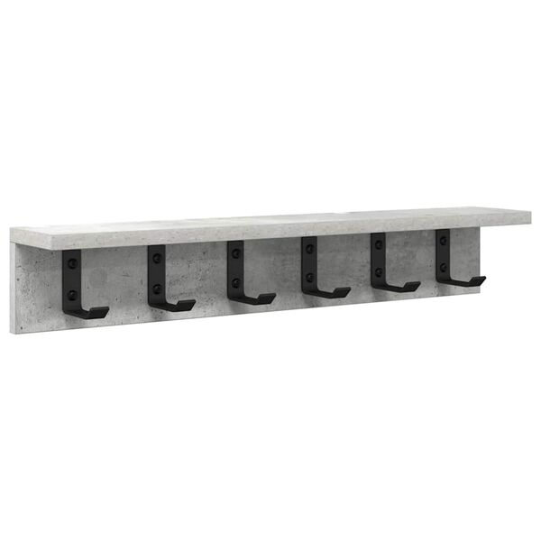 vidaXL Perchero de pared Gris Concreto 60 x 10,5 x 10,5 cm