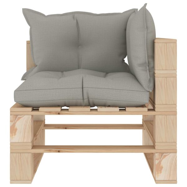 vidaXL Sof&aacute; esquinero de palets para jard&iacute;n madera cojines gris taupe