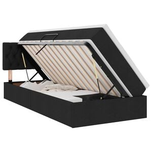 vidaXL Cama de almacenamiento LED con colch&oacute;n Negro 90 x 190 cm Tela