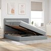 vidaXL Cama con almacenamiento y LED Gris Claro 160 x 200 cm Poli&eacute;ster