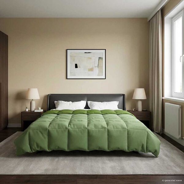 vidaXL Edred&oacute;n de Verano Acolchado Verde 240 x 260 cm Microfibra