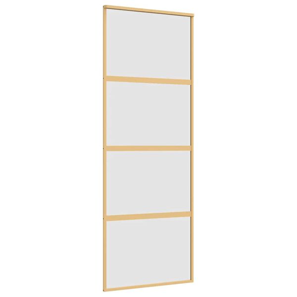 vidaXL Puerta corredera dorada vidrio ESG esmerilado aluminio 76x205cm